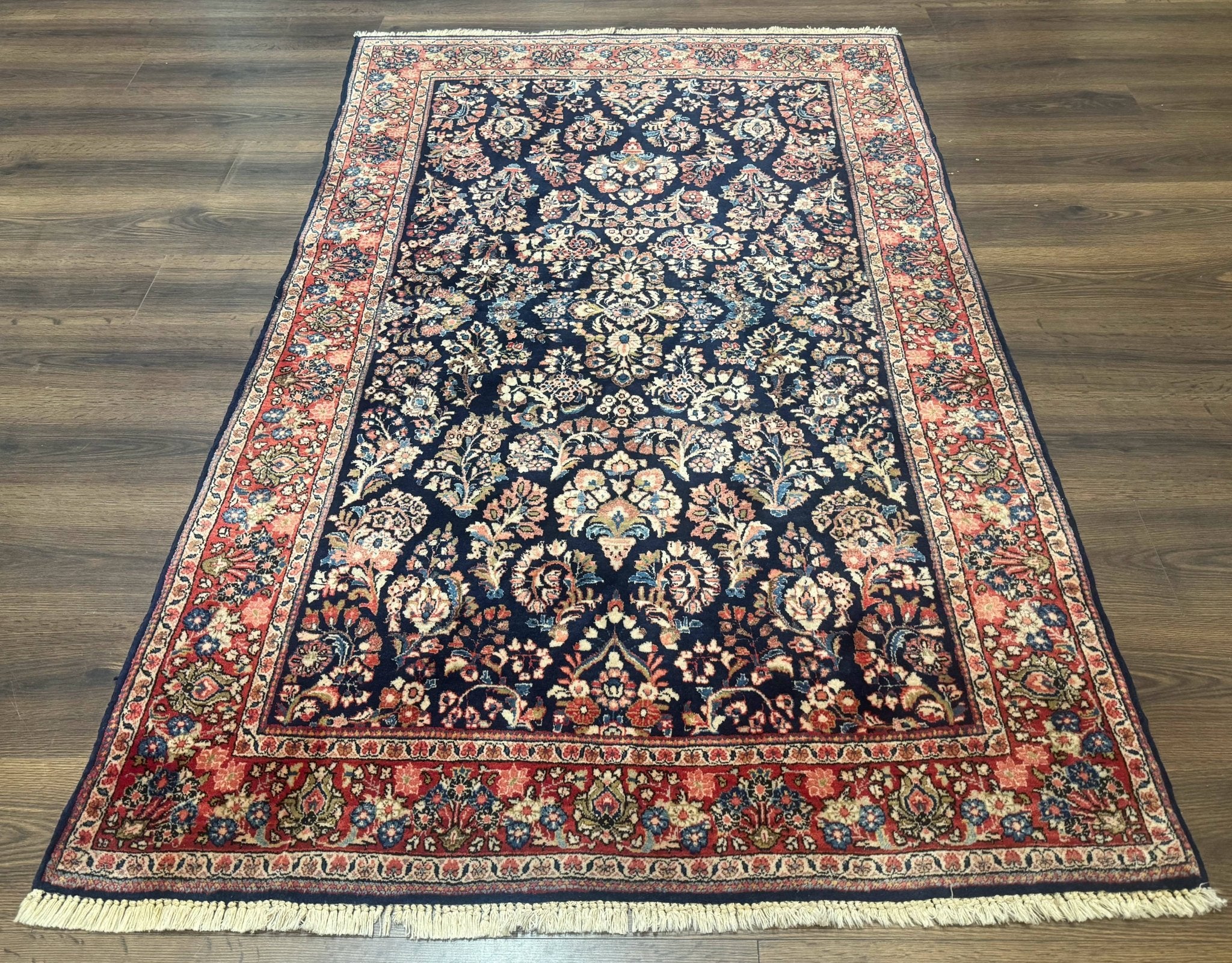 Navy Blue Persian Rug 4x6, Sarouk Mohajeran Carpet, Antique Persian Rug, Floral - Jewel RugsShopify CollectiveHUNTEDFOX - Navy Blue Persian Rug 4x6, Sarouk Mohajeran Carpet, Antique Persian Rug, Floral