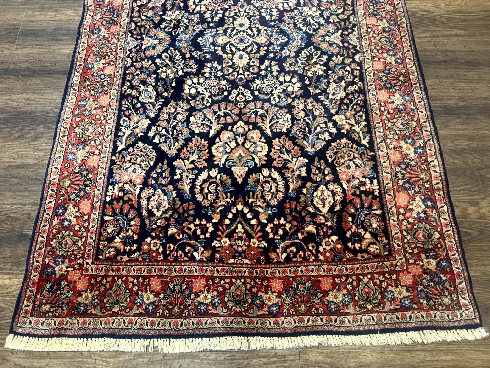 Navy Blue Persian Rug 4x6, Sarouk Mohajeran Carpet, Antique Persian Rug, Floral - Jewel RugsShopify CollectiveHUNTEDFOX - Navy Blue Persian Rug 4x6, Sarouk Mohajeran Carpet, Antique Persian Rug, Floral