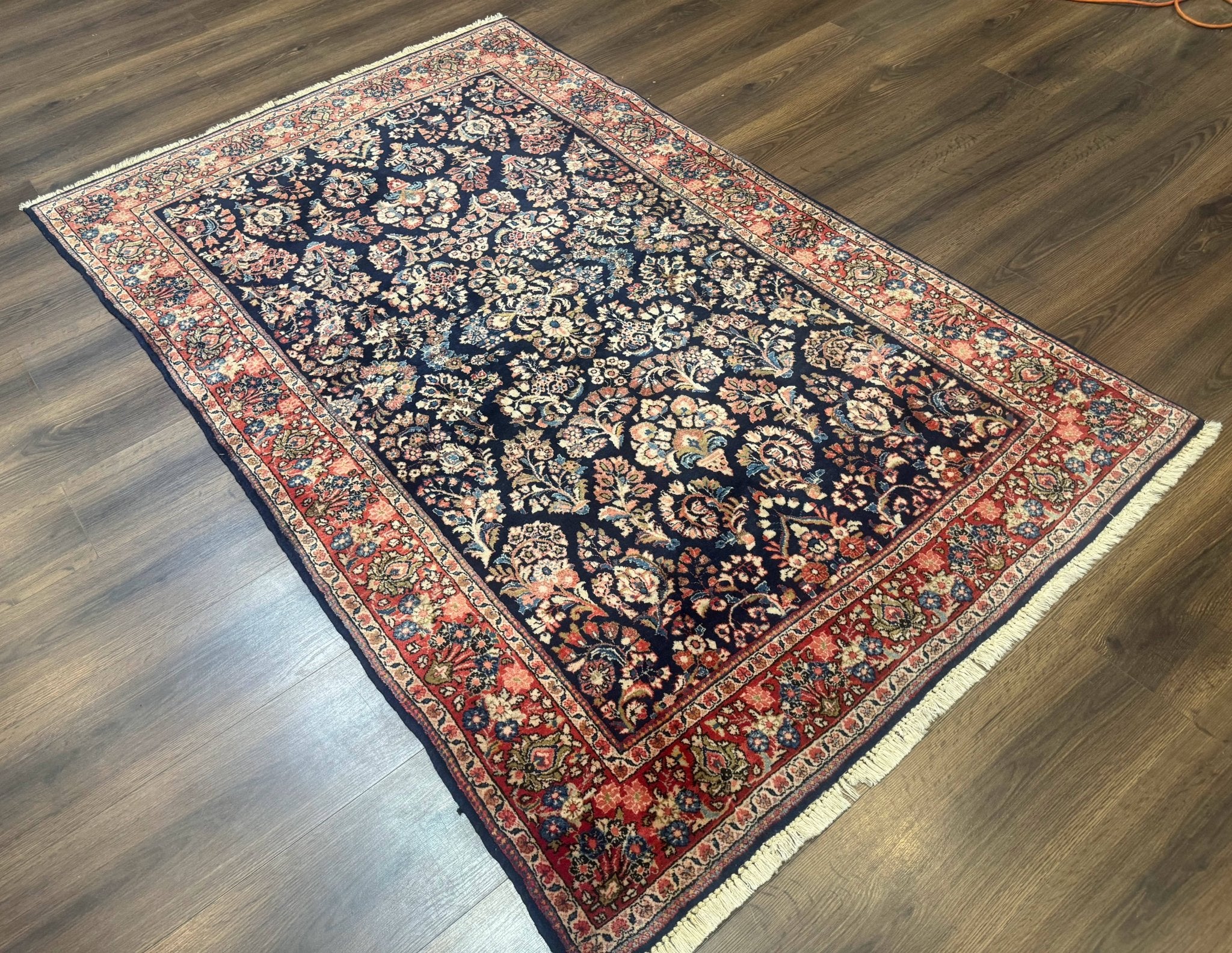 Navy Blue Persian Rug 4x6, Sarouk Mohajeran Carpet, Antique Persian Rug, Floral - Jewel RugsShopify CollectiveHUNTEDFOX - Navy Blue Persian Rug 4x6, Sarouk Mohajeran Carpet, Antique Persian Rug, Floral