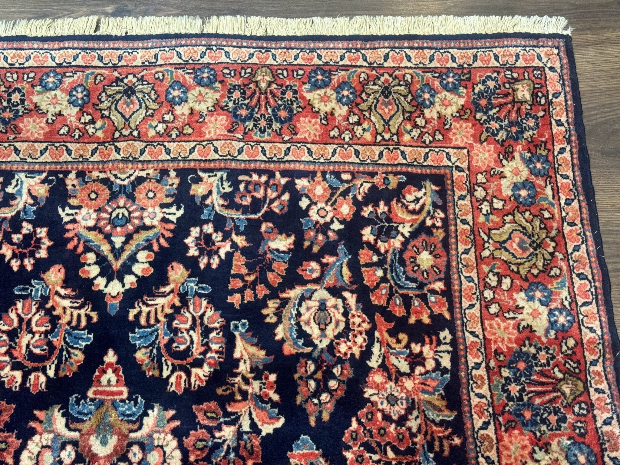 Navy Blue Persian Rug 4x6, Sarouk Mohajeran Carpet, Antique Persian Rug, Floral - Jewel RugsShopify CollectiveHUNTEDFOX - Navy Blue Persian Rug 4x6, Sarouk Mohajeran Carpet, Antique Persian Rug, Floral