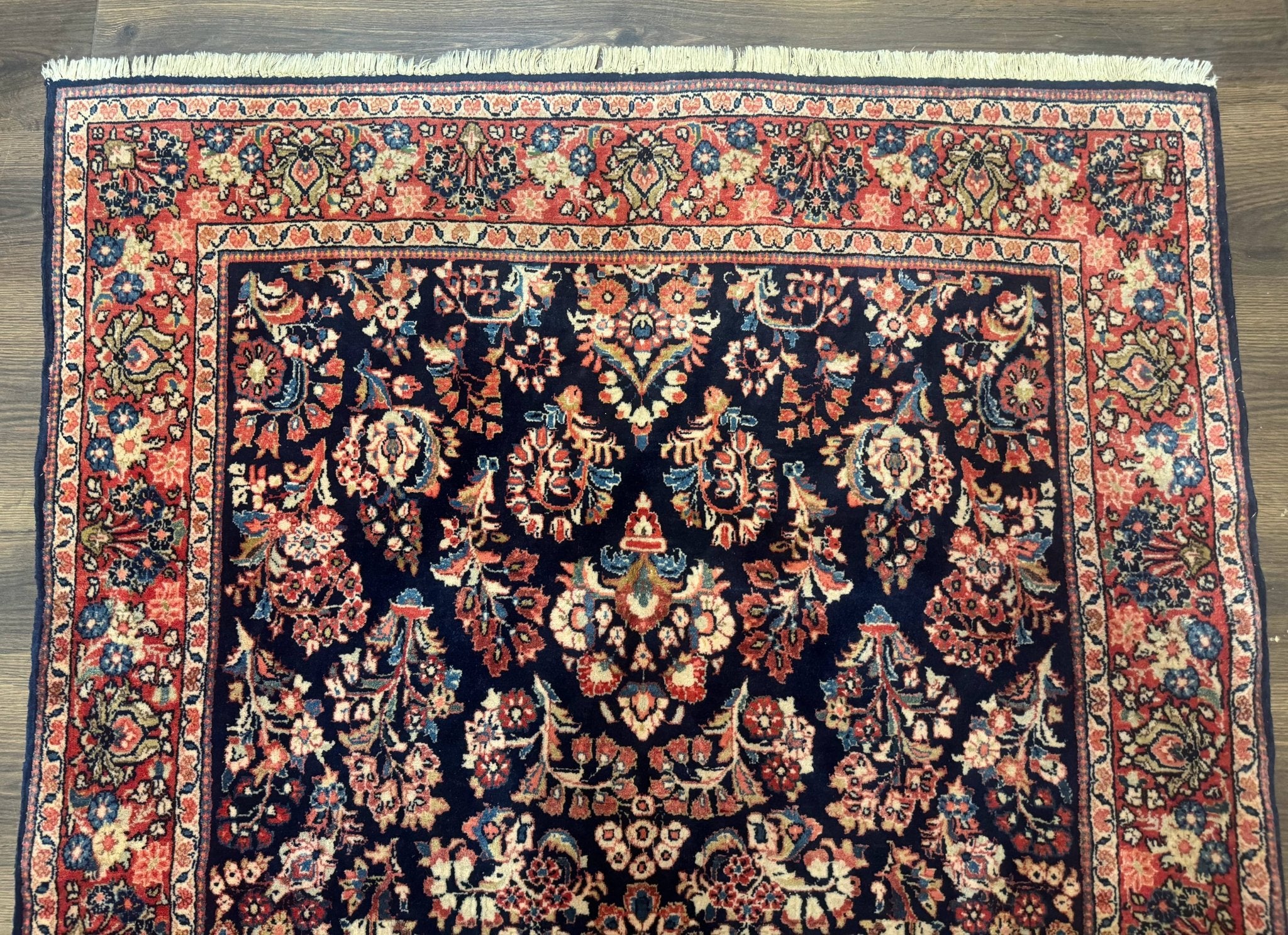 Navy Blue Persian Rug 4x6, Sarouk Mohajeran Carpet, Antique Persian Rug, Floral - Jewel RugsShopify CollectiveHUNTEDFOX - Navy Blue Persian Rug 4x6, Sarouk Mohajeran Carpet, Antique Persian Rug, Floral