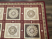 Needlepoint Rug 9x12, Panel Design, Burgundy Taupe, Elegant - Jewel RugsShopify CollectiveHUNTEDFOX - Needlepoint Rug 9x12, Panel Design, Burgundy Taupe, Elegant