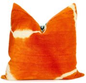 Orange African Mudcloth Accent Pillow | Off White Back - HUNTEDFOX