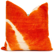 Orange African Mudcloth Accent Pillow | Off White Back - HUNTEDFOX