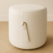Ottoman | Signature Genuine Leather Round Foot Stool or Pouf With Handle - H|F AtelierLEATHERottomanHUNTEDFOX - Ottoman | Signature Genuine Leather Round Foot Stool or Pouf With Handle