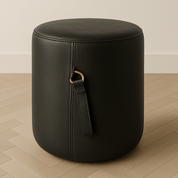 Ottoman | Signature Genuine Leather Round Foot Stool or Pouf With Handle - H|F AtelierLEATHERottomanHUNTEDFOX - Ottoman | Signature Genuine Leather Round Foot Stool or Pouf With Handle