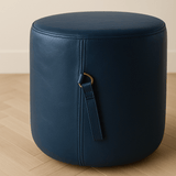 Ottoman | Signature Genuine Leather Round Foot Stool or Pouf With Handle