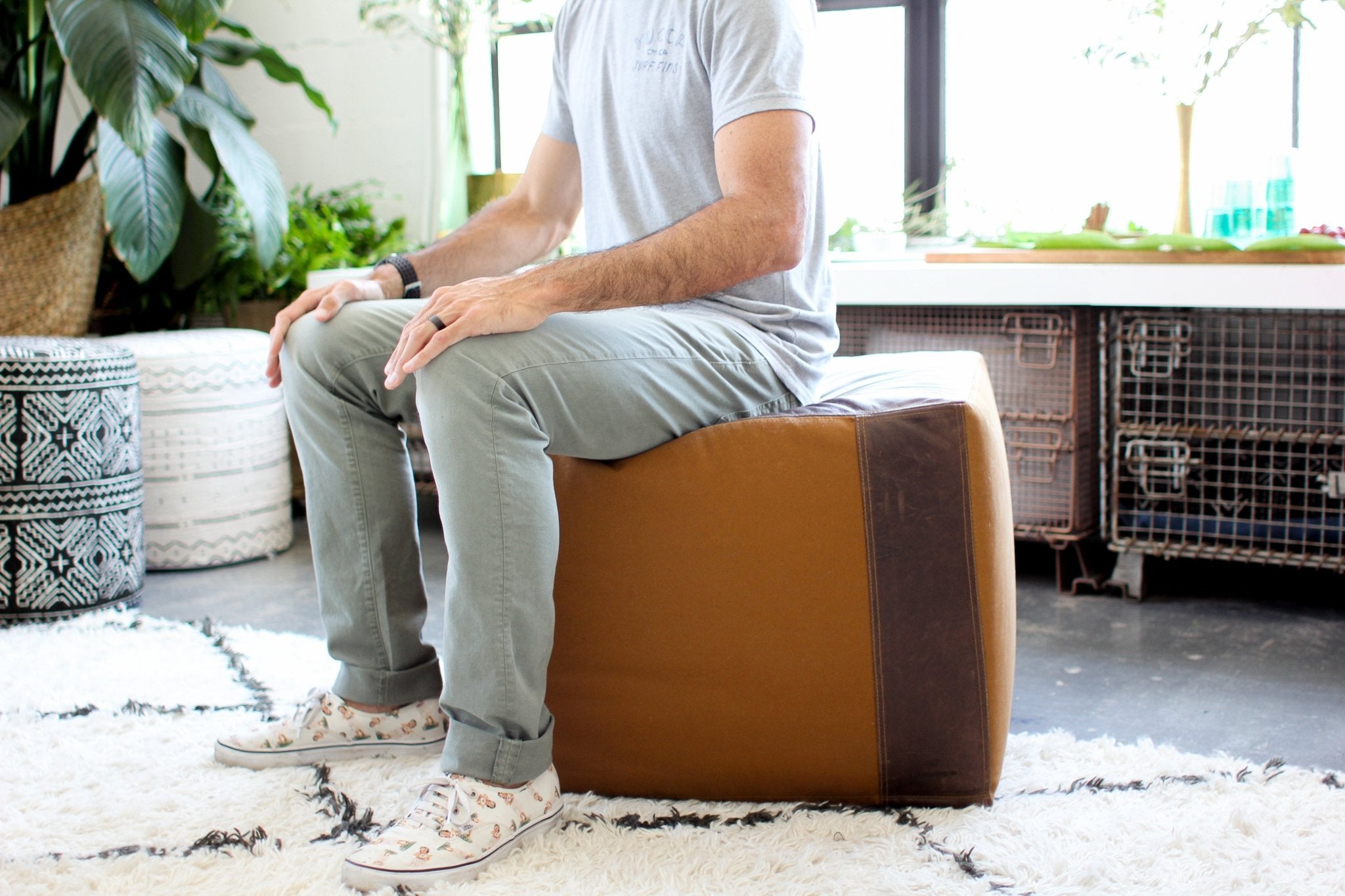 Ottoman | Square Custom Suede Foot Stools or Pouf w/ Handle - H|F AtelierseatingShopify CollectiveHUNTEDFOX - Ottoman | Square Custom Suede Foot Stools or Pouf w/ Handle