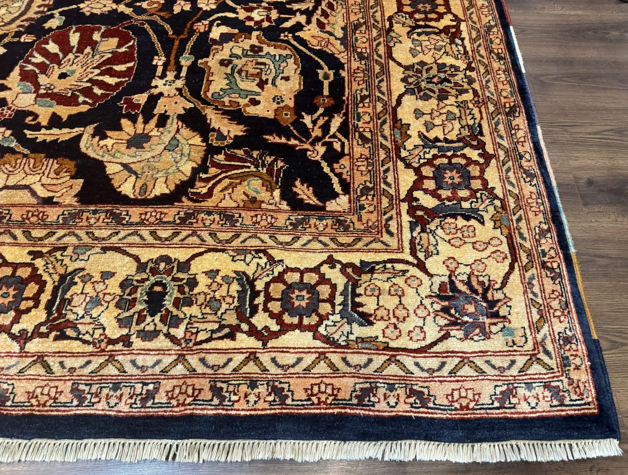 Pak Persian Bidjar Rug 10x13, Midnight Blue and Tan Pakistani Carpet - Jewel RugsShopify CollectiveHUNTEDFOX - Pak Persian Bidjar Rug 10x13, Midnight Blue and Tan Pakistani Carpet