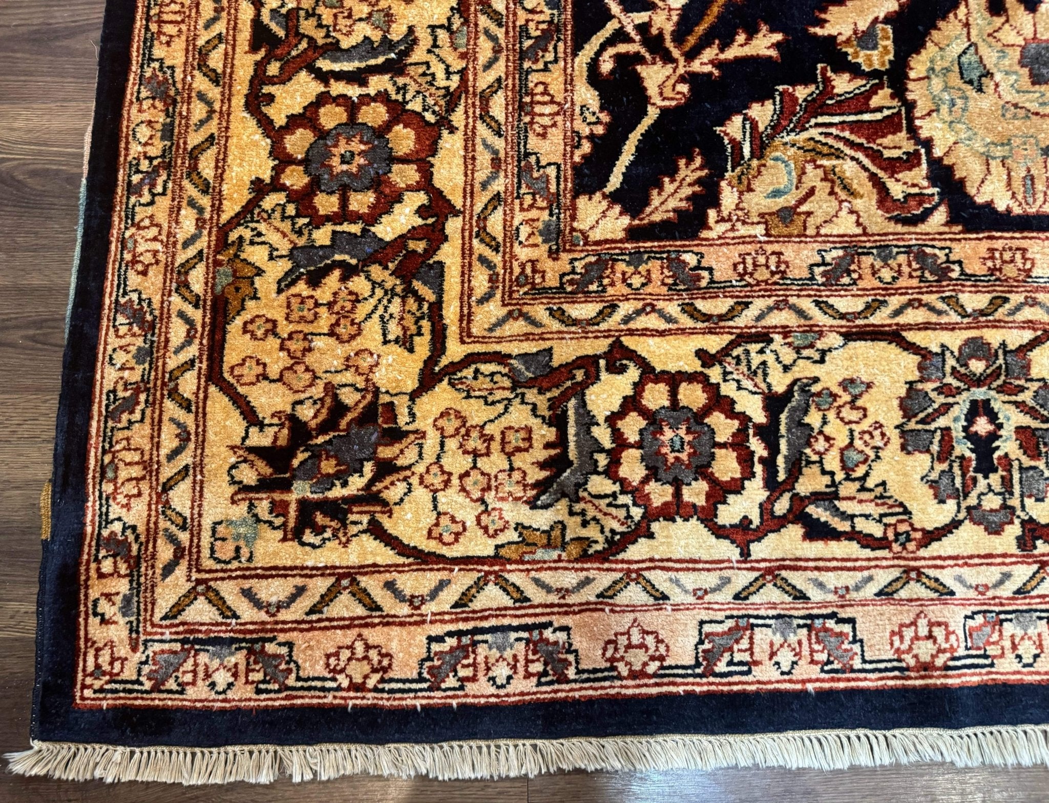 Pak Persian Bidjar Rug 10x13, Midnight Blue and Tan Pakistani Carpet - Jewel RugsShopify CollectiveHUNTEDFOX - Pak Persian Bidjar Rug 10x13, Midnight Blue and Tan Pakistani Carpet