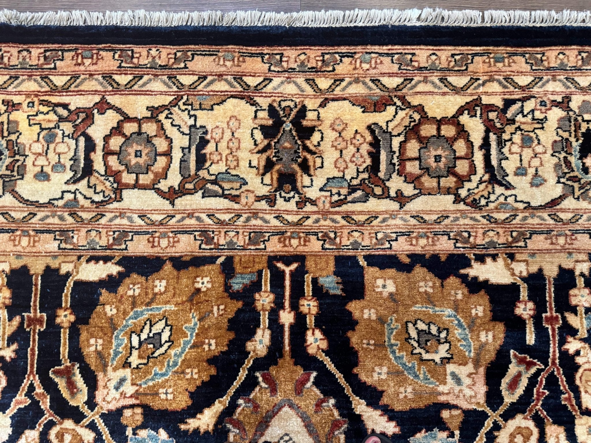 Pak Persian Bidjar Rug 10x13, Midnight Blue and Tan Pakistani Carpet - Jewel RugsShopify CollectiveHUNTEDFOX - Pak Persian Bidjar Rug 10x13, Midnight Blue and Tan Pakistani Carpet