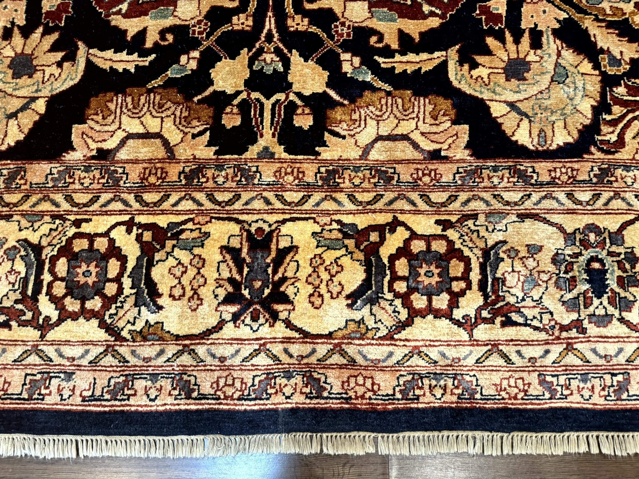 Pak Persian Bidjar Rug 10x13, Midnight Blue and Tan Pakistani Carpet - Jewel RugsShopify CollectiveHUNTEDFOX - Pak Persian Bidjar Rug 10x13, Midnight Blue and Tan Pakistani Carpet