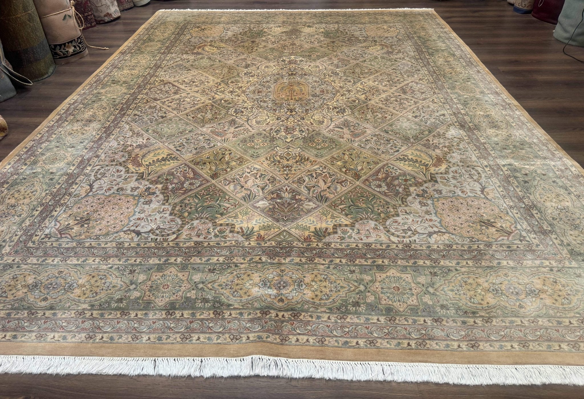 Pak Persian Rug 9x12, Diamond Panel Design, Fine 225 KPSI, Wool - Jewel RugsShopify CollectiveHUNTEDFOX - Pak Persian Rug 9x12, Diamond Panel Design, Fine 225 KPSI, Wool