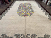 Palace Size American Hooked Rug 11x20 Aubusson Style Ivory - Jewel RugsShopify CollectiveHUNTEDFOX - Palace Size American Hooked Rug 11x20 Aubusson Style Ivory