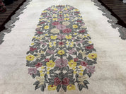 Palace Size American Hooked Rug 11x20 Aubusson Style Ivory - Jewel RugsShopify CollectiveHUNTEDFOX - Palace Size American Hooked Rug 11x20 Aubusson Style Ivory