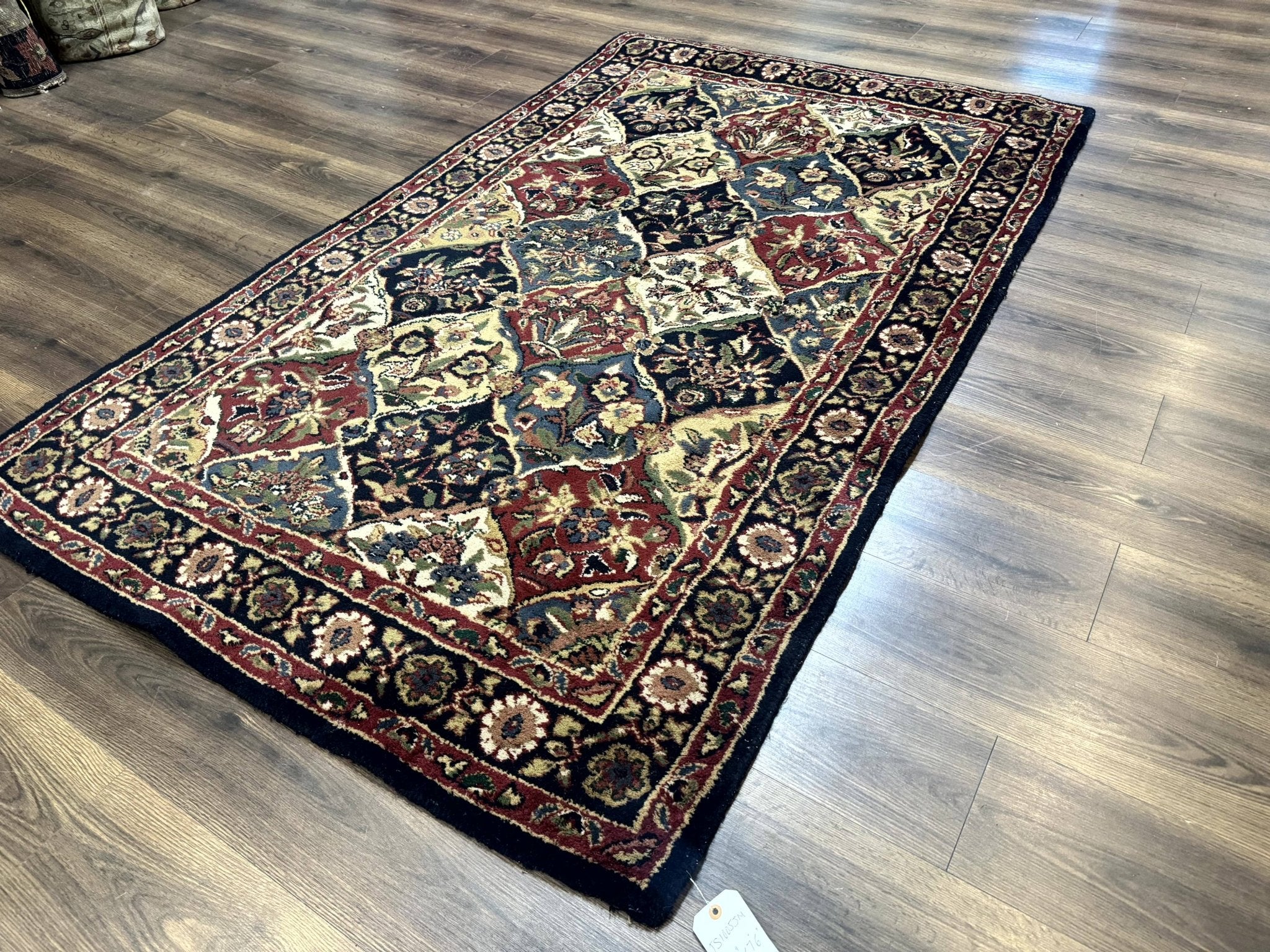 Panel Design Wool Rug 5x8 Multicolor Hand Tufted Vintage Carpet - Jewel RugsShopify CollectiveHUNTEDFOX - Panel Design Wool Rug 5x8 Multicolor Hand Tufted Vintage Carpet