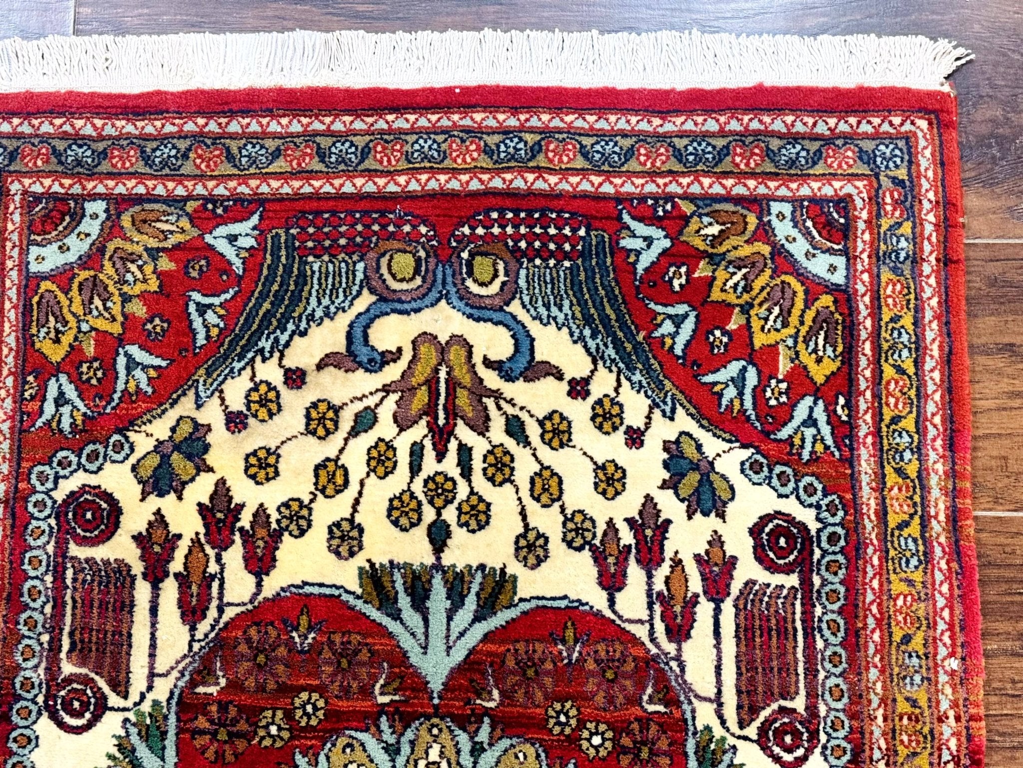 Persian Bijar Rug 2.6 x 4, Antique Carpet, Brick Red and Ivory - Jewel RugsShopify CollectiveHUNTEDFOX - Persian Bijar Rug 2.6 x 4, Antique Carpet, Brick Red and Ivory