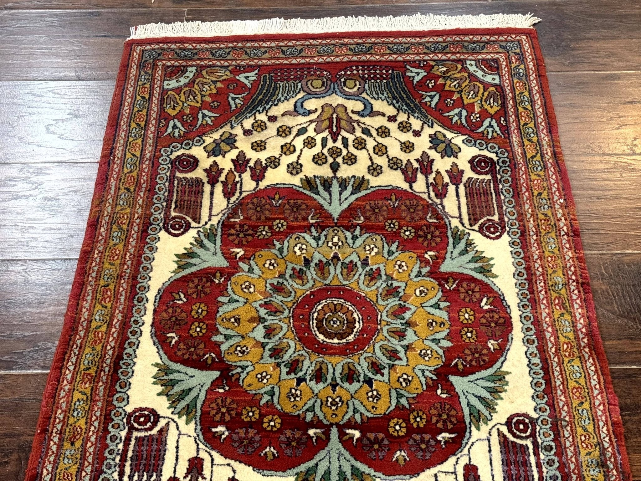 Persian Bijar Rug 2.6 x 4, Antique Carpet, Brick Red and Ivory - Jewel RugsShopify CollectiveHUNTEDFOX - Persian Bijar Rug 2.6 x 4, Antique Carpet, Brick Red and Ivory