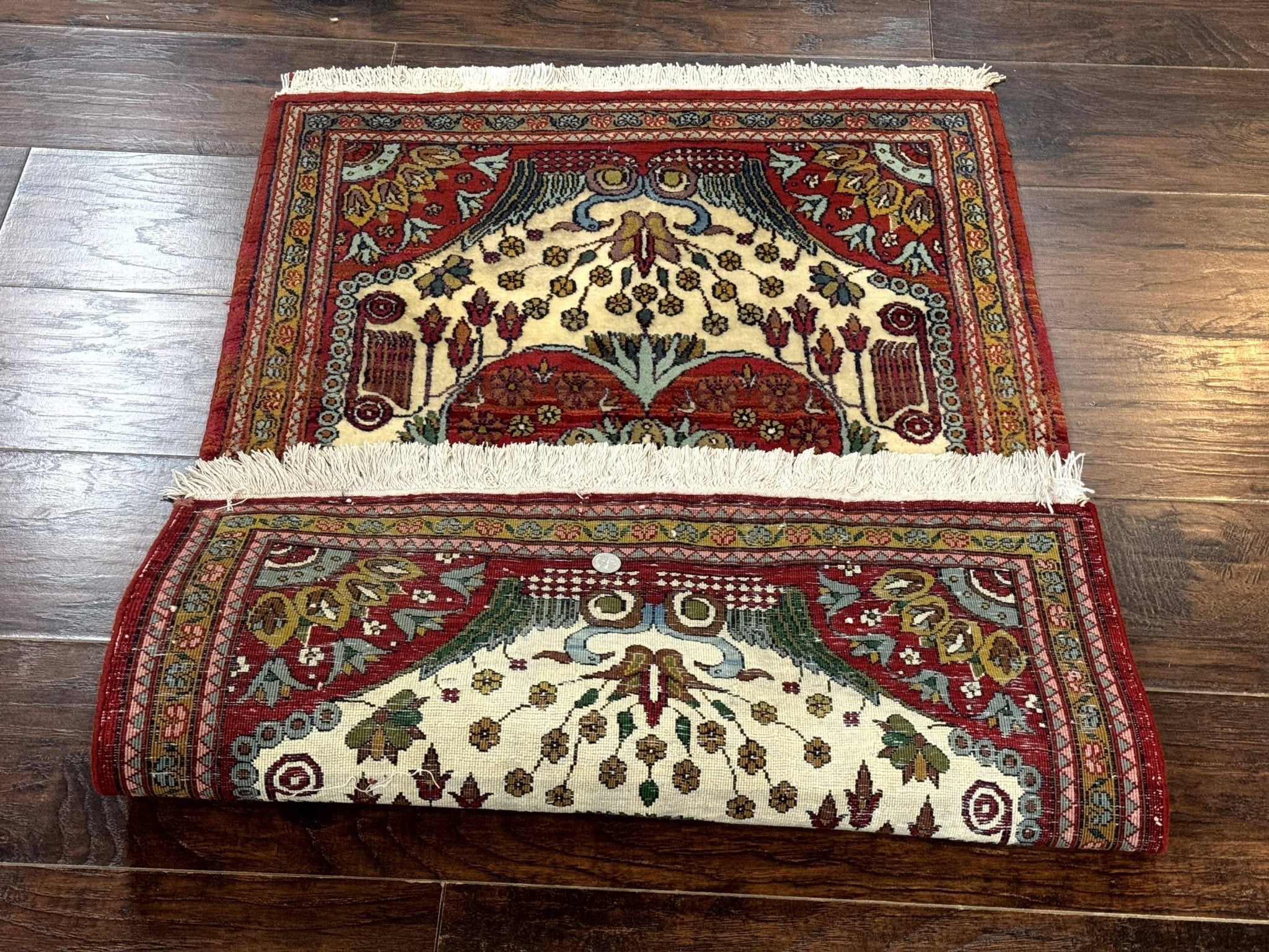 Persian Bijar Rug 2.6 x 4, Antique Carpet, Brick Red and Ivory - Jewel RugsShopify CollectiveHUNTEDFOX - Persian Bijar Rug 2.6 x 4, Antique Carpet, Brick Red and Ivory