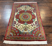 Persian Bijar Rug 2.6 x 4, Antique Carpet, Brick Red and Ivory - Jewel RugsShopify CollectiveHUNTEDFOX - Persian Bijar Rug 2.6 x 4, Antique Carpet, Brick Red and Ivory