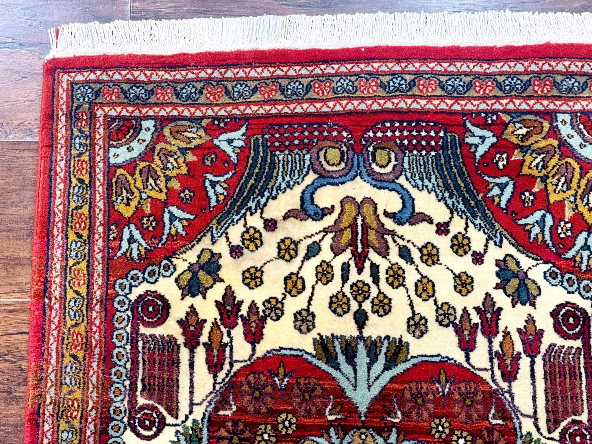 Persian Bijar Rug 2.6 x 4, Antique Carpet, Brick Red and Ivory - Jewel RugsShopify CollectiveHUNTEDFOX - Persian Bijar Rug 2.6 x 4, Antique Carpet, Brick Red and Ivory