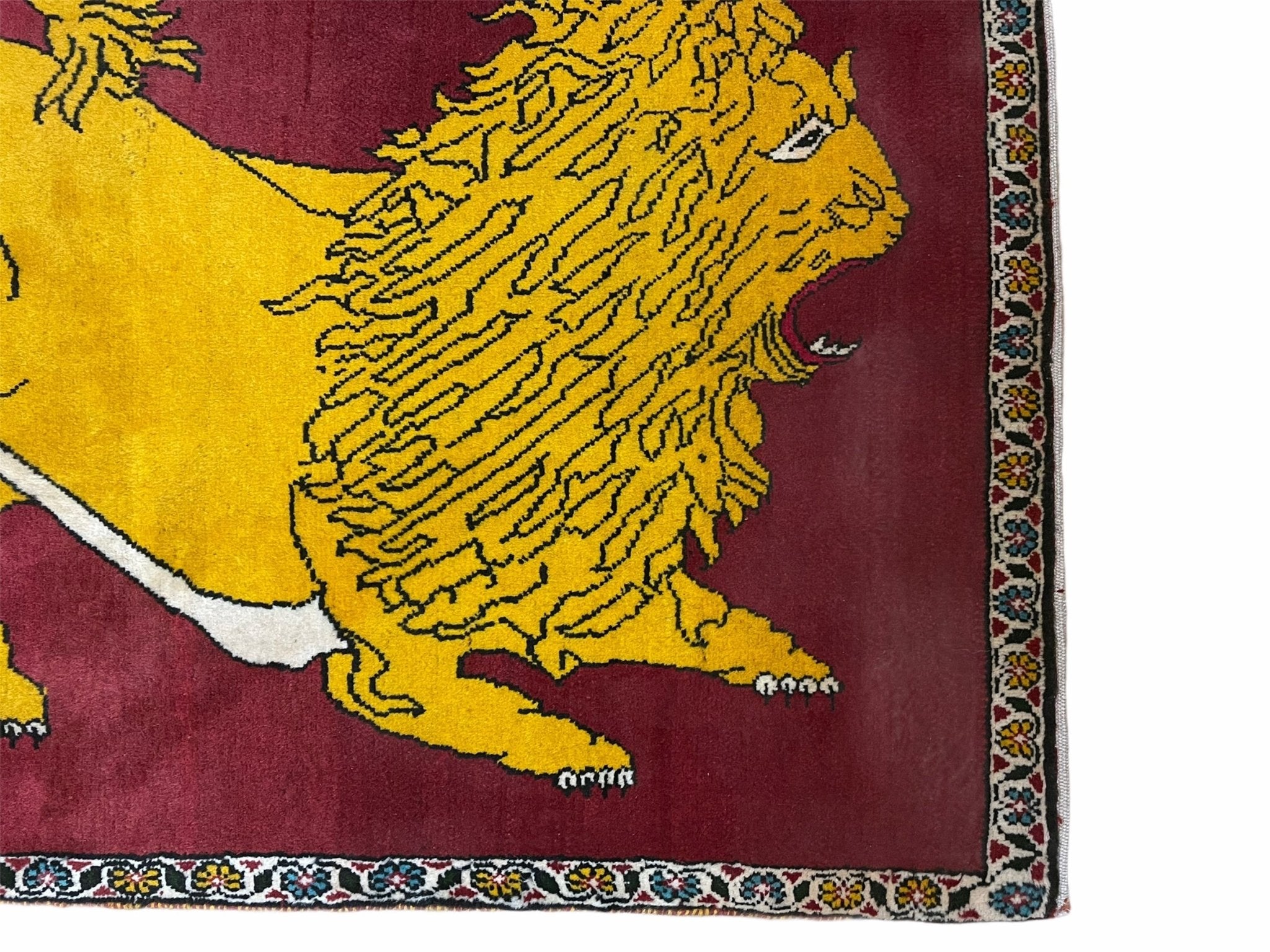 Persian Gabbeh Rug 3x4, Lion Pictorial, Red - Jewel RugsShopify CollectiveHUNTEDFOX - Persian Gabbeh Rug 3x4, Lion Pictorial, Red