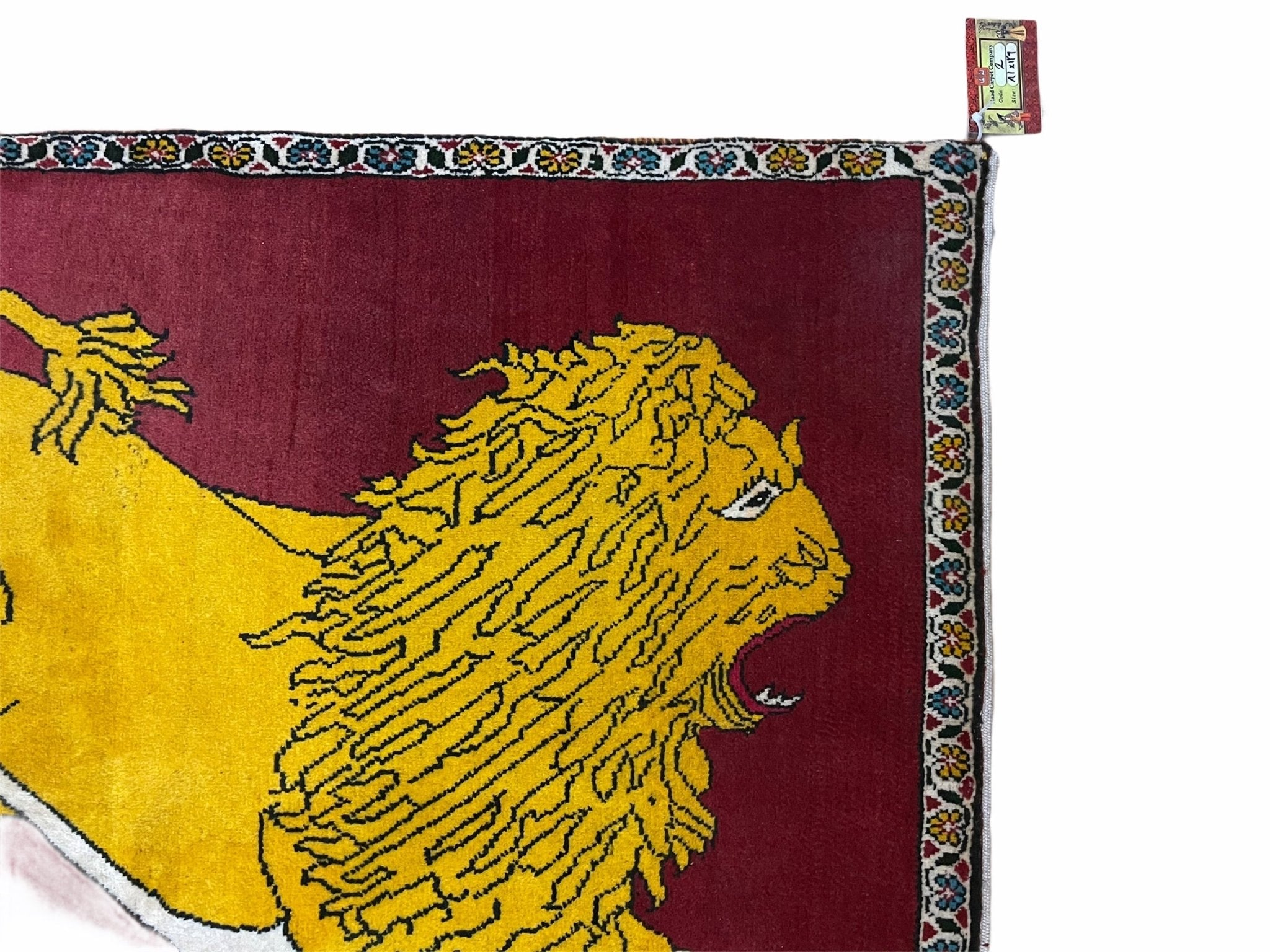 Persian Gabbeh Rug 3x4, Lion Pictorial, Red - Jewel RugsShopify CollectiveHUNTEDFOX - Persian Gabbeh Rug 3x4, Lion Pictorial, Red