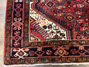 Persian Hamadan Rug 4x7, Tribal Village Malayer Carpet, Red and Ivory, Bohemian Antique - Jewel RugsShopify CollectiveHUNTEDFOX - Persian Hamadan Rug 4x7, Tribal Village Malayer Carpet, Red and Ivory, Bohemian Antique