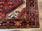 Persian Hamadan Rug 4x7, Tribal Village Malayer Carpet, Red and Ivory, Bohemian Antique - Jewel RugsShopify CollectiveHUNTEDFOX - Persian Hamadan Rug 4x7, Tribal Village Malayer Carpet, Red and Ivory, Bohemian Antique