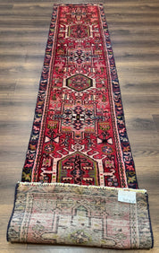 Persian Heriz Karajeh Runner Rug 2x9, Geometric Medallions, Red Navy Blue, 2 x 9 Rug for Hallway - Jewel RugsShopify CollectiveHUNTEDFOX - Persian Heriz Karajeh Runner Rug 2x9, Geometric Medallions, Red Navy Blue, 2 x 9 Rug for Hallway