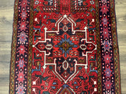 Persian Heriz Karajeh Runner Rug 3.7 x 12, Geometric Medallions, Red and Navy Blue - Jewel RugsShopify CollectiveHUNTEDFOX - Persian Heriz Karajeh Runner Rug 3.7 x 12, Geometric Medallions, Red and Navy Blue