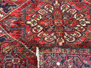 Persian Heriz Rug 7x10, Geometric Pattern, Red Ivory Navy Blue - Jewel RugsShopify CollectiveHUNTEDFOX - Persian Heriz Rug 7x10, Geometric Pattern, Red Ivory Navy Blue