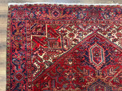 Persian Heriz Rug 7x10, Geometric Pattern, Red Ivory Navy Blue - Jewel RugsShopify CollectiveHUNTEDFOX - Persian Heriz Rug 7x10, Geometric Pattern, Red Ivory Navy Blue