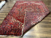 Persian Heriz Rug 7x10, Geometric Pattern, Red Ivory Navy Blue - Jewel RugsShopify CollectiveHUNTEDFOX - Persian Heriz Rug 7x10, Geometric Pattern, Red Ivory Navy Blue