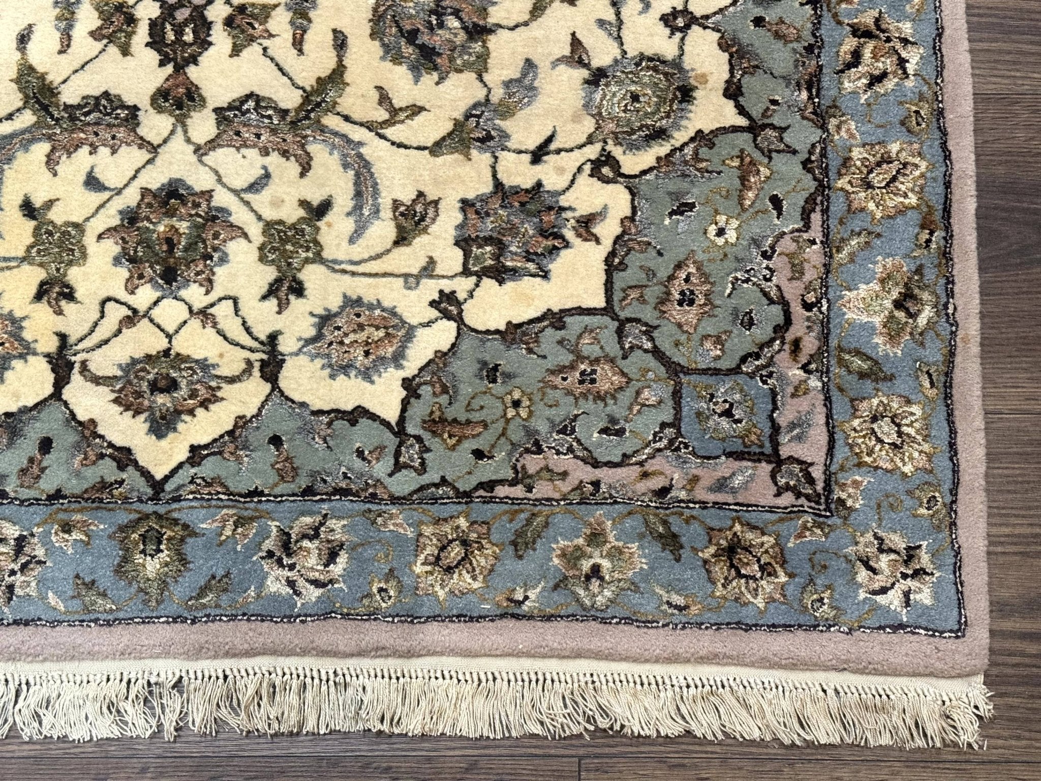 Persian Isfahan Rug 3x5, Fine 310 KPSI, Kork Wool Silk Foundation, Cream & Light Green - Jewel RugsShopify CollectiveHUNTEDFOX - Persian Isfahan Rug 3x5, Fine 310 KPSI, Kork Wool Silk Foundation, Cream & Light Green