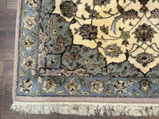 Persian Isfahan Rug 3x5, Fine 310 KPSI, Kork Wool Silk Foundation, Cream & Light Green - Jewel RugsShopify CollectiveHUNTEDFOX - Persian Isfahan Rug 3x5, Fine 310 KPSI, Kork Wool Silk Foundation, Cream & Light Green