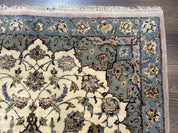 Persian Isfahan Rug 3x5, Fine 310 KPSI, Kork Wool Silk Foundation, Cream & Light Green - Jewel RugsShopify CollectiveHUNTEDFOX - Persian Isfahan Rug 3x5, Fine 310 KPSI, Kork Wool Silk Foundation, Cream & Light Green