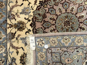 Persian Isfahan Rug 3x5, Fine 310 KPSI, Kork Wool Silk Foundation, Cream & Light Green - Jewel RugsShopify CollectiveHUNTEDFOX - Persian Isfahan Rug 3x5, Fine 310 KPSI, Kork Wool Silk Foundation, Cream & Light Green