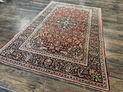 Persian Kashan Rug 4x7, Red and Navy Blue, Floral Antique Carpet - Jewel RugsShopify CollectiveHUNTEDFOX - Persian Kashan Rug 4x7, Red and Navy Blue, Floral Antique Carpet