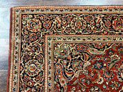 Persian Kashan Rug 4x7, Red and Navy Blue, Floral Antique Carpet - Jewel RugsShopify CollectiveHUNTEDFOX - Persian Kashan Rug 4x7, Red and Navy Blue, Floral Antique Carpet