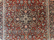 Persian Kashan Rug 4x7, Red and Navy Blue, Floral Antique Carpet - Jewel RugsShopify CollectiveHUNTEDFOX - Persian Kashan Rug 4x7, Red and Navy Blue, Floral Antique Carpet