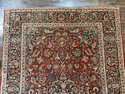 Persian Kashan Rug 4x7, Red and Navy Blue, Floral Antique Carpet - Jewel RugsShopify CollectiveHUNTEDFOX - Persian Kashan Rug 4x7, Red and Navy Blue, Floral Antique Carpet