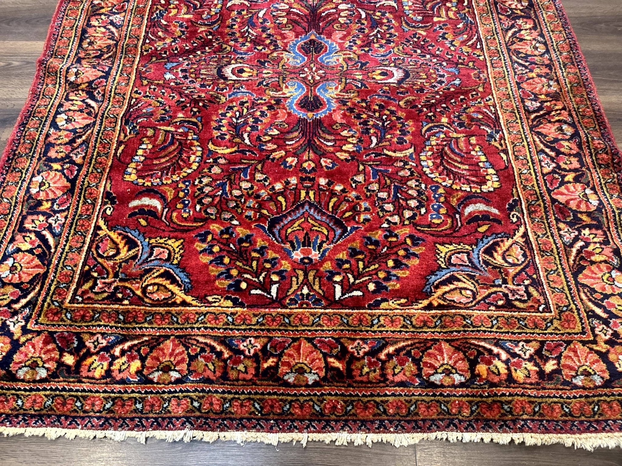 Persian Lilihan Rug 5x6, Red, Floral, Antique Persian Carpet - Jewel RugsShopify CollectiveHUNTEDFOX - Persian Lilihan Rug 5x6, Red, Floral, Antique Persian Carpet
