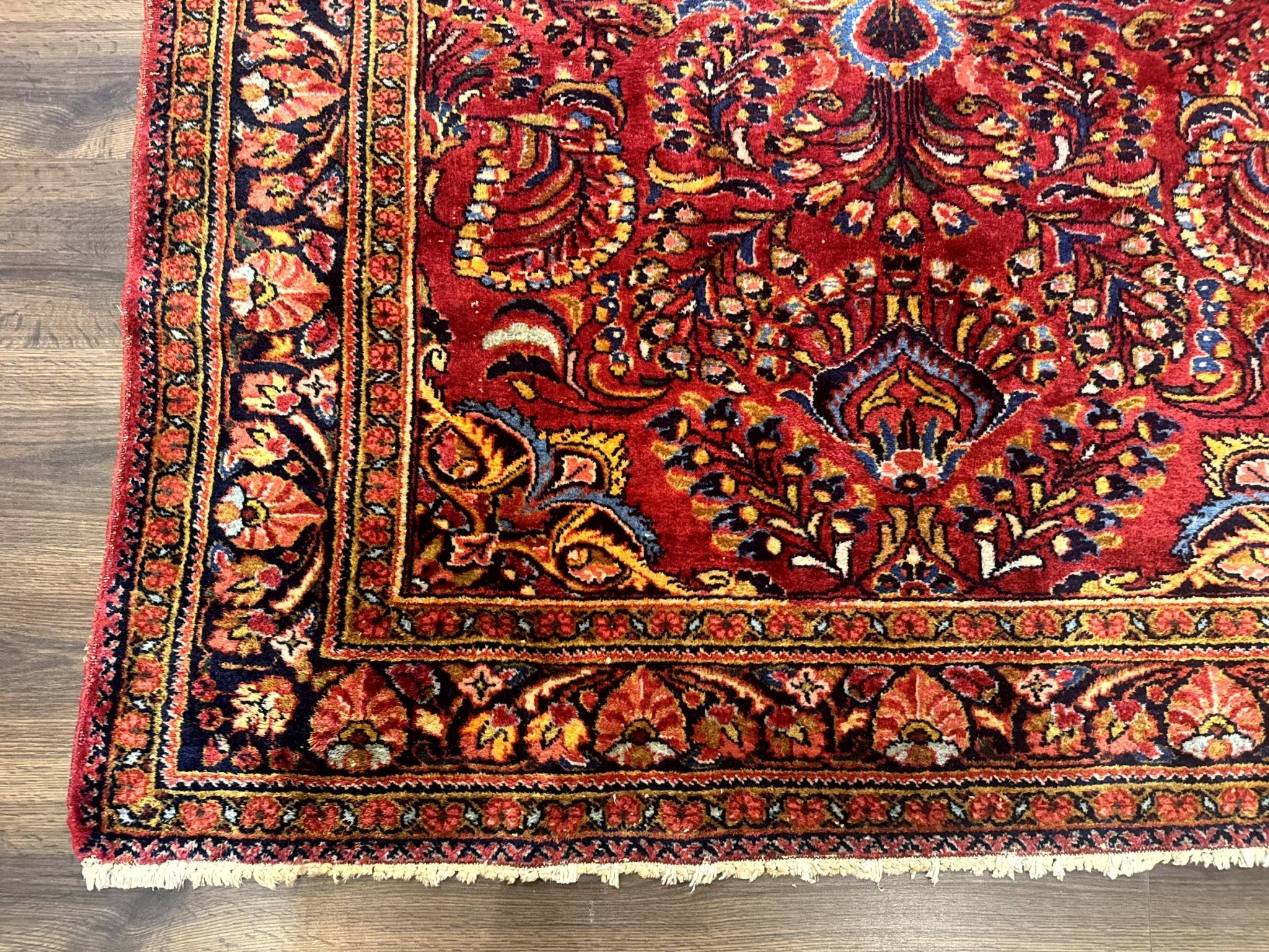 Persian Lilihan Rug 5x6, Red, Floral, Antique Persian Carpet - Jewel RugsShopify CollectiveHUNTEDFOX - Persian Lilihan Rug 5x6, Red, Floral, Antique Persian Carpet