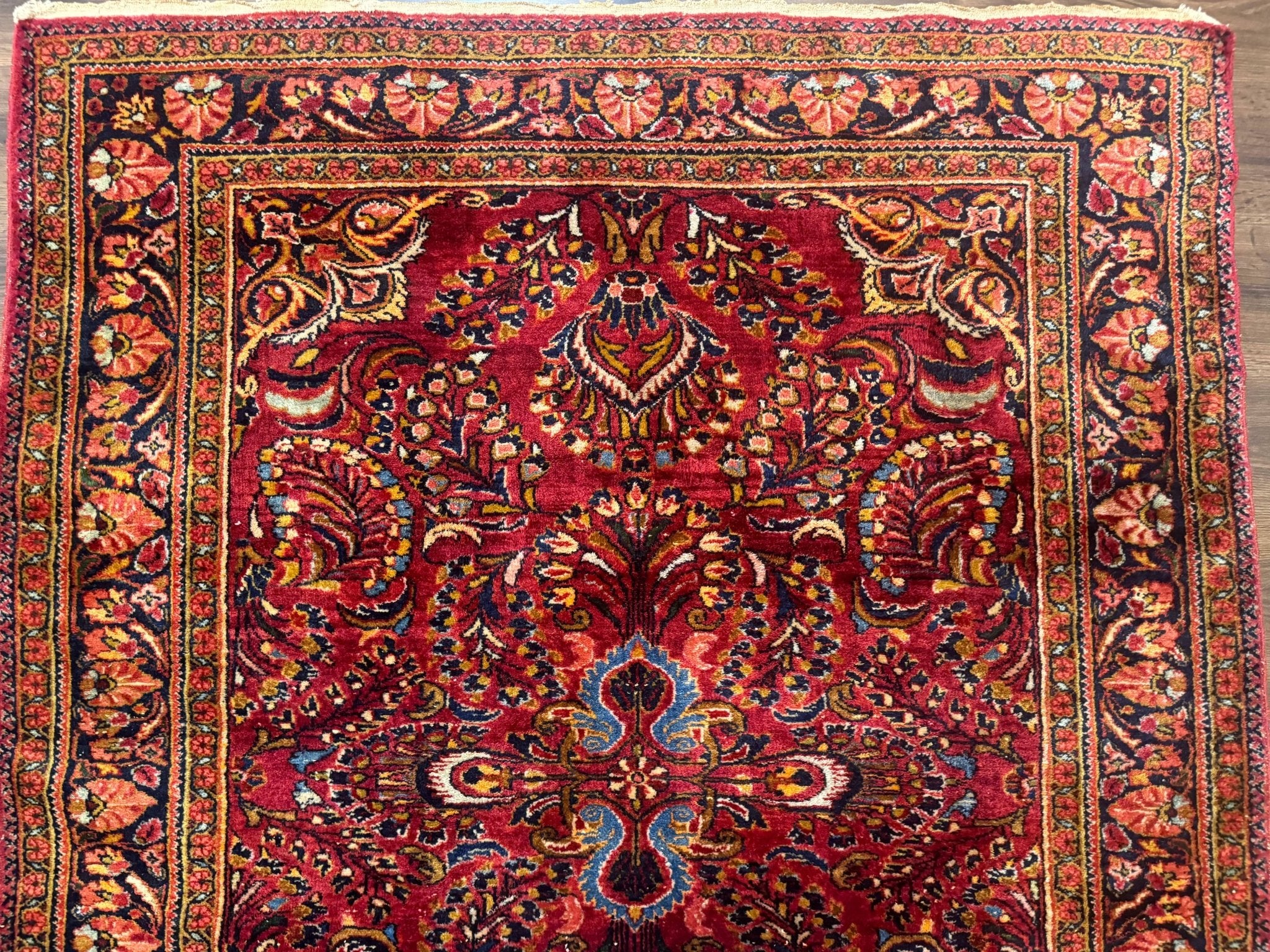 Persian Lilihan Rug 5x6, Red, Floral, Antique Persian Carpet - Jewel RugsShopify CollectiveHUNTEDFOX - Persian Lilihan Rug 5x6, Red, Floral, Antique Persian Carpet