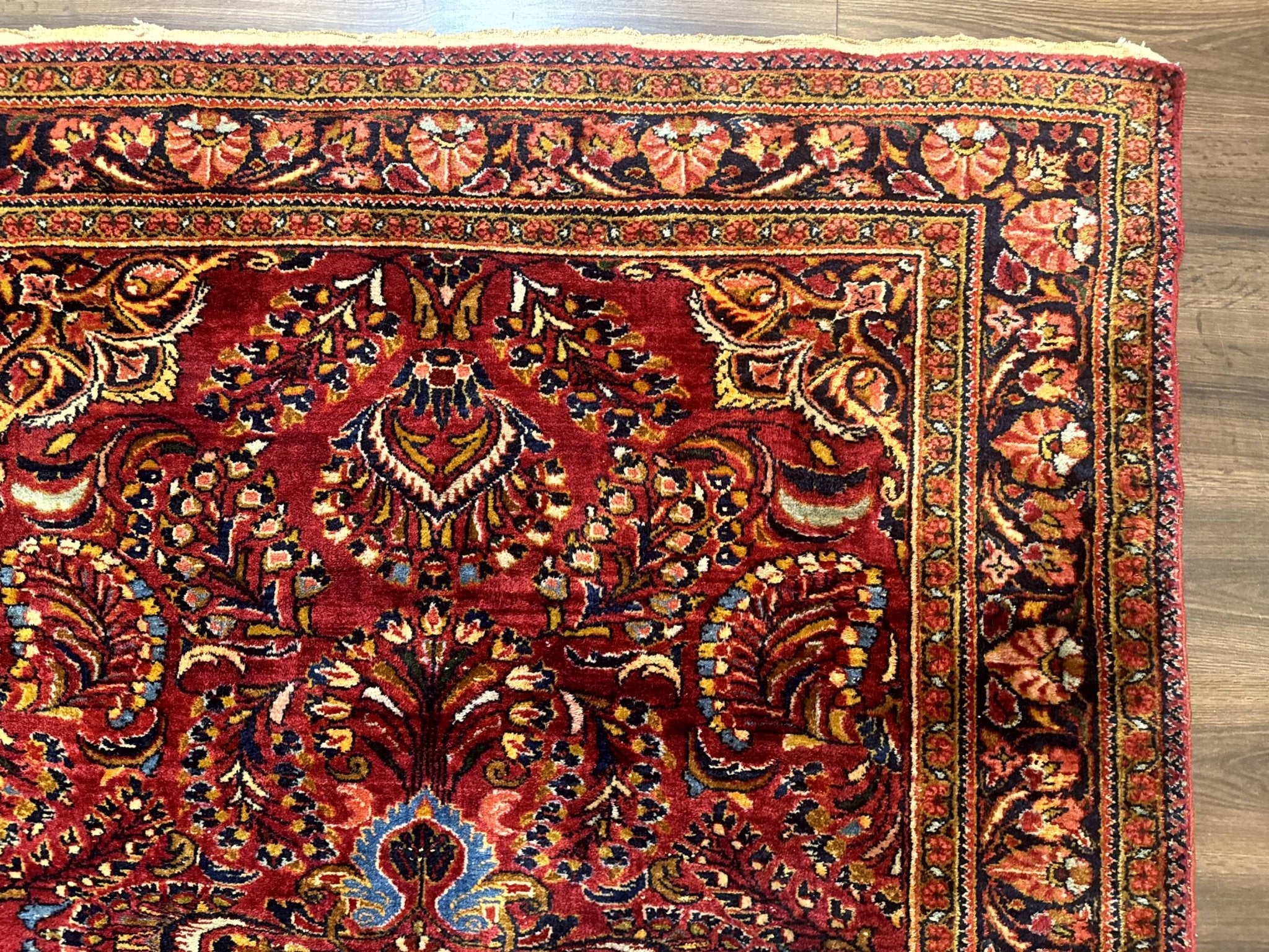 Persian Lilihan Rug 5x6, Red, Floral, Antique Persian Carpet - Jewel RugsShopify CollectiveHUNTEDFOX - Persian Lilihan Rug 5x6, Red, Floral, Antique Persian Carpet