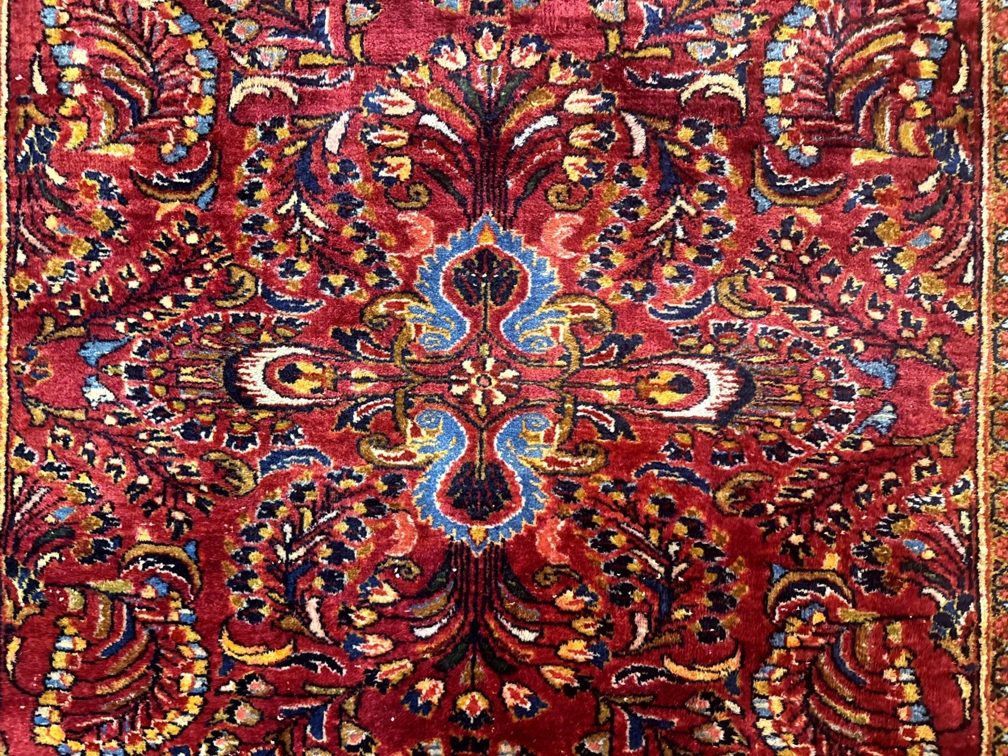 Persian Lilihan Rug 5x6, Red, Floral, Antique Persian Carpet - Jewel RugsShopify CollectiveHUNTEDFOX - Persian Lilihan Rug 5x6, Red, Floral, Antique Persian Carpet
