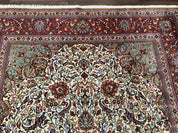 Persian Qum Rug 7x11, Beige and Red, Highly Detailed Floral Pattern, Fine 260 KPSI - Jewel RugsShopify CollectiveHUNTEDFOX - Persian Qum Rug 7x11, Beige and Red, Highly Detailed Floral Pattern, Fine 260 KPSI