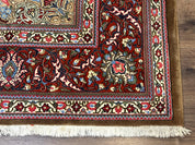 Persian Qum Rug 7x11, Beige and Red, Highly Detailed Floral Pattern, Fine 260 KPSI - Jewel RugsShopify CollectiveHUNTEDFOX - Persian Qum Rug 7x11, Beige and Red, Highly Detailed Floral Pattern, Fine 260 KPSI