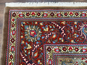 Persian Qum Rug 7x11, Beige and Red, Highly Detailed Floral Pattern, Fine 260 KPSI - Jewel RugsShopify CollectiveHUNTEDFOX - Persian Qum Rug 7x11, Beige and Red, Highly Detailed Floral Pattern, Fine 260 KPSI